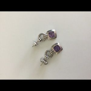 David Yurman Silver & Amethyst Dangle Earrings